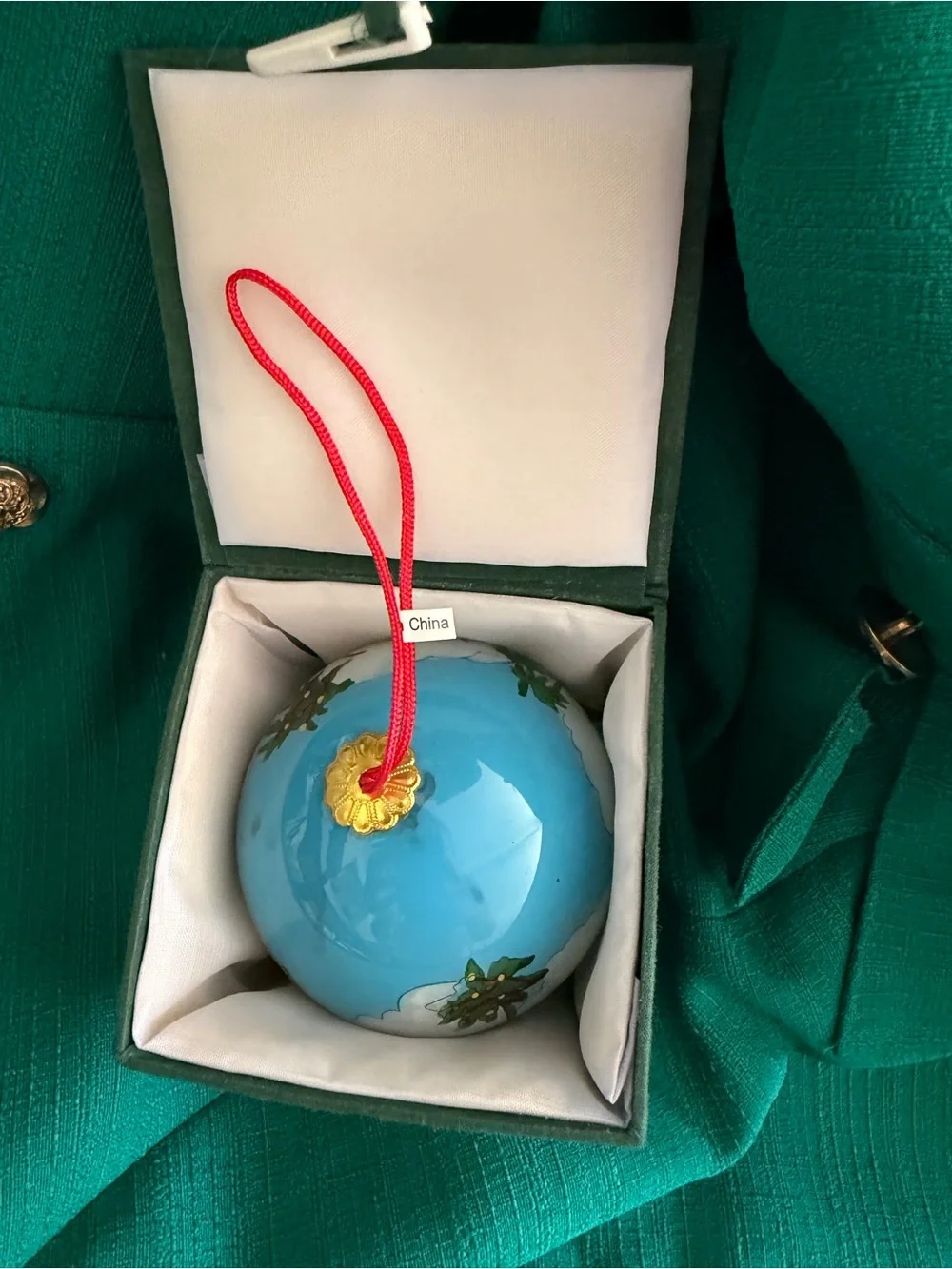 Hand-Painted Golf Santa Holiday Ornament - Green and Red